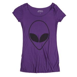 Gorilla Buffet Womens Alien Graphic T-Shirt, Purple, NWT